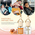 2 Pack Car Air Freshener Pistachio and Salted Caramel Hanging Essential Oil Diffuser Long Lasting Car Scent Automobile Aromatherapy with Rearview Mirror Accessories(Cross Pendant)