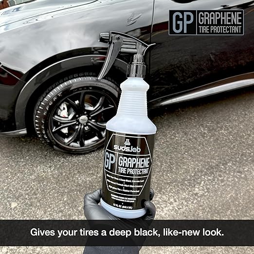 Suds Lab GP - Graphene Tire Protectant, Gloss Car Wheel Protectant, Dressing, and Coating for a Like-New Look, Black Satin Spray Tire Polish, 32 oz