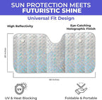 EcoNour XL Holographic Windshield Sunshade for SUV Truck | UV & Heat Reflective Car Sun Shield | Foldable Accordion Style Design – Fits Windshields | X-Large 66 x 28 Inches