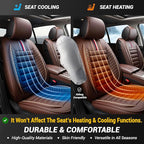 OASIS AUTO Car Seat Covers Full Set Premium Waterproof Faux Leather Cushion Universal Accessories Fit SUV Truck Sedan Automotive Vehicle Auto Interior Protector (OS-001 Brown)