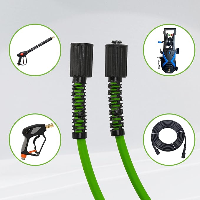 PWACCS Pressure Washer Hose for Power Washer – 3600 PSI Kink Resistant Pressure Washing Extension Hose 100 FT x 1/4" – Universal Electric Power Wash Hose for Replacement – Compatible with M22 Fittings