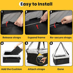 Dog Car Seat Booster for Small Pet Under 20lbs, Portable Travel Puppy Car Seat with Internal Steel Frame, Comfort Cushion & Storage Pockets, Adjustable Straps Fit Most Cars, Black