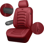 CAR PASS 3D Foam PU Leather Car Seat Covers, Universal Seat Covers Full Sets for Trucks SUV Sedan Automotive Seat Covers Armrest Airbag Compatible Waterproof Comfortable Faux Nappa Leather Burgundy