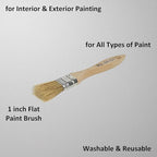 1 Inch Flat Paint Brush - High European Quality - Natural Bristles - for Home, Wood, Walls, Art, Trim & Furniture - for Acrylic, Oil, Stain, Chalk & Latex Paints