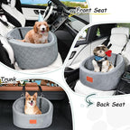 Dog Car Seat for Small Dogs Up to 30 Lbs,Ultra Soft Fabric Fill in Comfy Memory Foam,Happy Pet Ride,2 Safety Dog Leashes,Fully Detachable and Washable,Anti Slip Base(Grey)