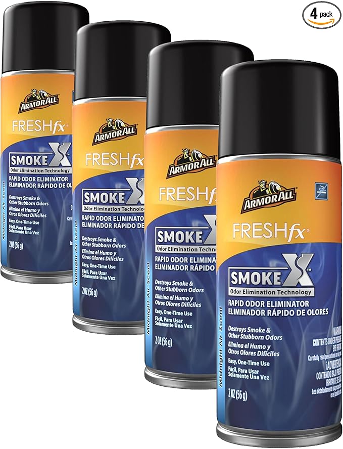 Armor All Fogger Rapid Odor Eliminator 2 Oz. Car Bomb Spray, Stocking Stuffers, (SmokeX Midnight Air), (Pack of 4)
