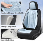 Coverado Leather Seat Covers, Car Seat Covers Full Set, Waterproof Nappa Leather Car Seat Cover, Car Seat Protectors 5 Seats, Black & Blue Automotive Seat Covers Fit for Most Cars Trucks