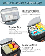 HSHRISH Lunch Box, Large Double Deck Expandable Insulated Lunch Bag, Durable Waterproof Leakproof Tactical Cooler Bag with Flag for Men/Work Picnic Trips, 24 Cans/16 L, Black