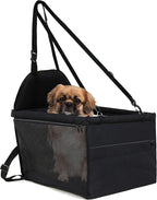 Dog Car Seat for Medium Sized Dog, Booster Car Seat with Clip-On Safety Leash, Fits Both Front and Rear Seats, Pet Seat for Medium Pets Under 25 Lbs, Black S