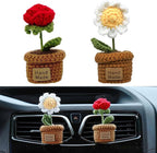 Wonhibo 2 Pack Car Air Freshener Vent Clip, Cute Soft Stuffed Vent Decor Car Accessories for Women (M, Rose/Daisy)