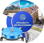 16'' Pressure Washer Surface Cleaner with 4 Wheels - Stainless Steel Surface Cleaner for Pressure Washer Attachment for Concrete, Driveway, Patio, Sidewalk, Deck and Driveways (16 INCH Blue)