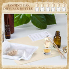Boao 100 Sets Hanging Car Air Freshener Diffuser Bottles with Instruction Card and 4 x 6'' Resealable Holographic Bag for Empty Car Essential Oil Perfume Bottles Packaging (Cylinder)