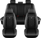 AOMSAZTO Car Seat Covers Full Set Fit for Nissan Murano 2011-2025 2026 Waterproof Faux Leather Car Seat Cushions Automotive 5 Seat Covers Set（Black）