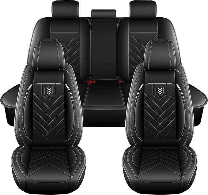 AOMSAZTO Car Seat Covers Full Set Fit for Nissan Maxima 2011-2023 Waterproof Faux Leather Car Seat Cushions Automotive 5 Seat Covers Set（Black）