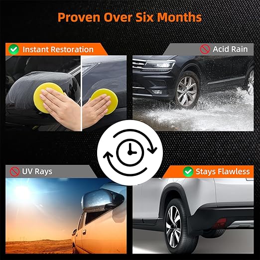 Graphene Plastic Restorer & Ceramic Coating Kit - Ultimate Car Detailing Solution - Resists Water, UV Rays, Dirt - Highly Concentrated Hydrophobic Trim Coating (2Pack)
