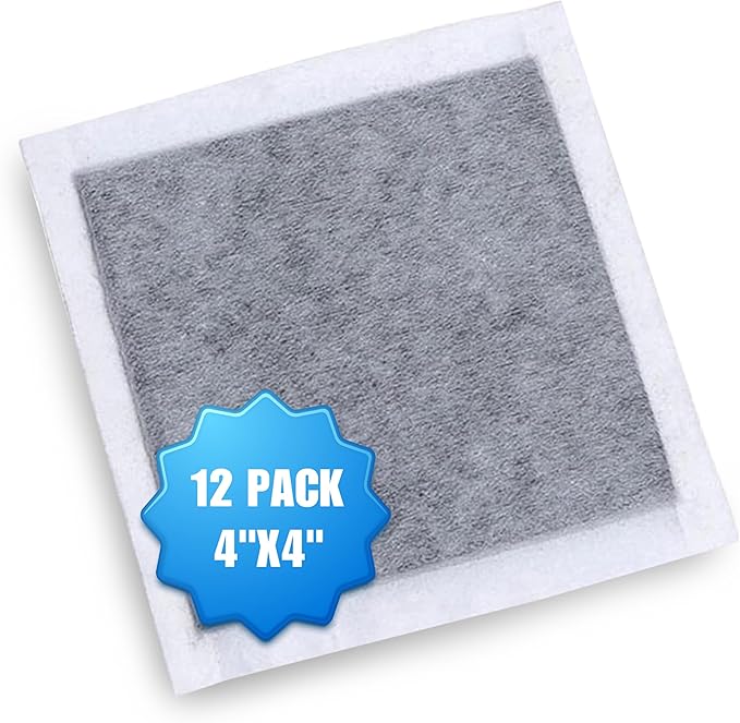 SMELLRID Activated Charcoal Odor Absorbent Pads – 12 Unscented Adhesive (4"x4") Charcoal Pads for Body Odor, Shoes, Underwear & On-the-Go Eliminator