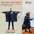 PREPARED4X Emergency Mylar Poncho – Survival Rain Poncho with Hood – Lightweight, Compact, Reusable Emergency Blanket Poncho for Hiking, Camping, Thermal Gear, Car Kit, Outdoors