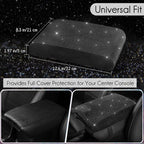 SEG Direct Diamond Auto Center Console Cover, Bling Car Armrest Cover, Memory Foam Armrest Cushion Pad with Crystal Rhinestones, Universal Seat Box Cover, Black Diamond