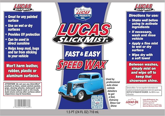 Lucas 10160-6PK Slick Mist Speed Wax - 24 oz., (Pack of 12)