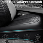 CAR PASS Car Seat Protector, Sideless Seat Covers for Cars, All Season Waterproof Nappa Leather Breathable Front Seats Cushion with Storage Pocket Universal Fit Vehicle Car SUV Truck, 2 Pack All Black