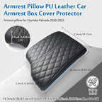 Autorder Center Console Cover for Hyundai Palisade 2020 2021 2022 2023 2024 2025 2026 Accessories Armrest Cover Anti-Scratch Middle Console Pad Leather Armrest Cushion Protector Black