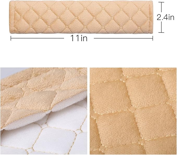 4 Pack Universal Car Seat Belt Pads, Adult Seat Belt Shoulder Strap Covers Harness Pad for Car/Bag,Soft Comfort Helps Protect You Neck Shoulder from The Seat Belt Rubbing (4pack-Beige)