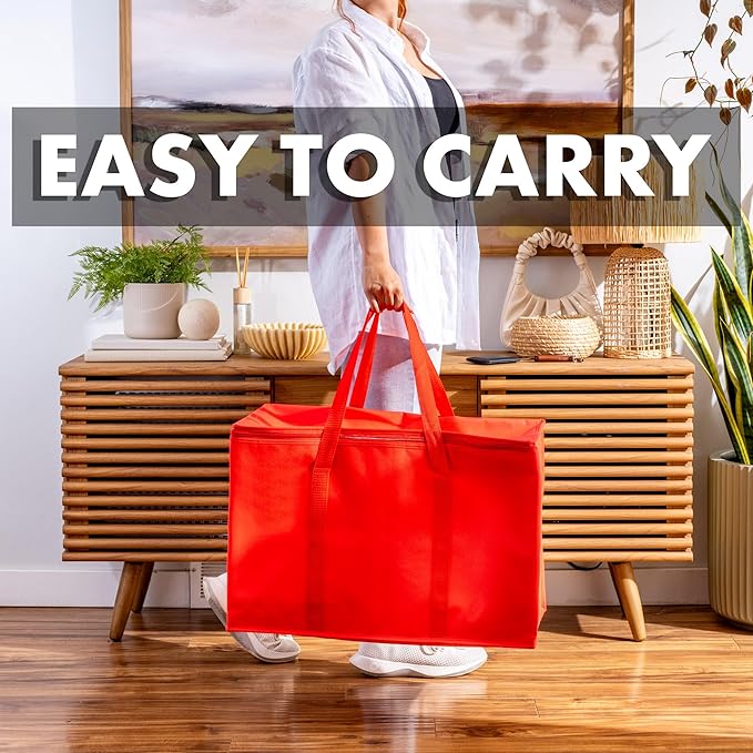 Carrywell (Not Made In China) Insulated Food Delivery and Catering Bags 2-Pack, XXXL Pizza Delivery and Reusable Warming Bag, Thermal Insulation Tote for Hot and Cold Food, Doordash