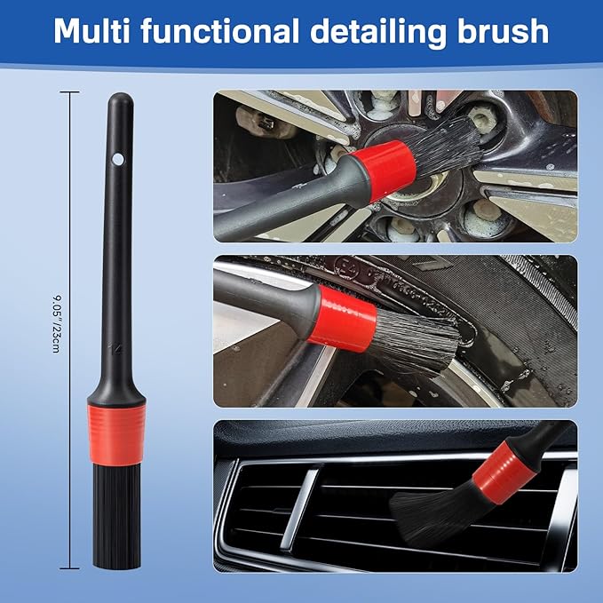 4 Pack Car Wheel and Tire Cleaner Brushes Kit Auto Motorcycle Rim Hub Ultra Soft Microfiber No Spatter Bendable Woolies Bristle Cleaning Set