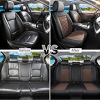 Car Seat Covers Full Set Fit for Toyota 4Runner 2001-2026, Premium Faux Leather Car Seat Protector,Breathable Anti-Slip Full Wrapping Edge Seat Covers(Black&Brown,Full Set)