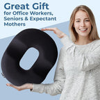 5 STARS UNITED Donut Pillow Hemorrhoid Tailbone Cushion – Large Floor Cushion for Pain Relief – Coccyx, Prostate, Sciatica, Pelvic Floor, Pressure Sores, Pregnancy, Postpartum Recovery, Black