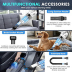 Handheld Vacuum Cordless, 15000PA Strong Suction Hand Held Car Vacuum Cleaner Portable with Multi-Nozzles & Washable Filter, Lightweight Dust Busters Rechargeable for Home, Car, Office, Pets