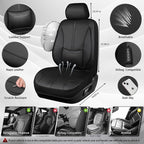 CAR PASS Nappa Leather Car Seat Covers, Water Resistant 3D Foam Faux Leather Seat Covers, Lumbar Support Automotive Seat Covers 2 Front Seats, Comfort & Universal Fit for Cars SUV Truck, Solid Black