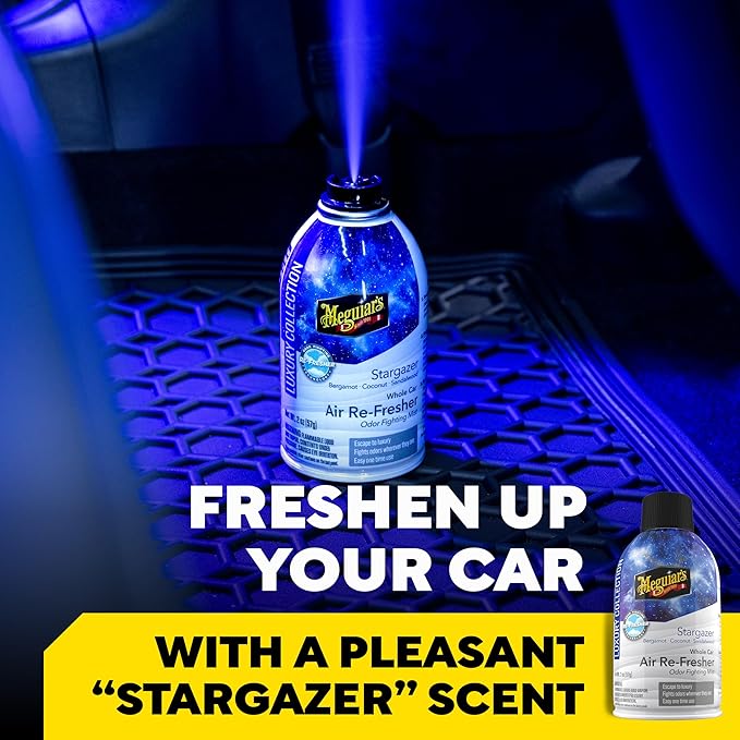Meguiar’s Car Air Refresher Odor Fighting Mist,Stargazer, Long-Lasting Car Air Freshener Fights Strong and Unwanted Vehicle Smells while Refreshing Interiors with a Refreshing Scent, 2 oz Aerosol