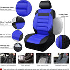 CAR PASS Leather 3D Foam Back Support Car Seat Covers Full Set Air Mesh Automotive Seat Covers, All Season Car Seat Cover Fit Automotive,SUV,Sedan,Van, Airbag Compatible Elegance(Black and Blue Royal)