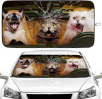 Funny Cat Car Windshield Sun Shade Foldable Sunshade Front Window Cover Sun Visor Protector Accessories (59x27.5 inches)