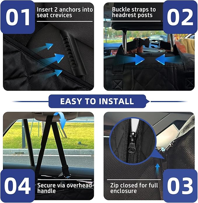 Dog Car Seat Cover for Back Seat - Waterproof and Anti-Slip Car Dog Seat Cover, with Hammock Design for Safe and Comfortable Travel, Suitable for Most Cars Trucks SUVs