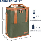 Tirrinia 6 Bottle Wine Gift carrier - Insulated & Padded Wine Carrying Cooler Tote Bag with Handle and Adjustable Shoulder Strap for Travel or Picnic, IDEAL Wine Lover Gift, Oliver