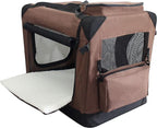 EliteField 3-Door Folding Soft Dog Crate with Carrying Bag and Fleece Bed (2 Year Warranty), Indoor & Outdoor Pet Home (24" L x 18" W x 21" H, Brown)