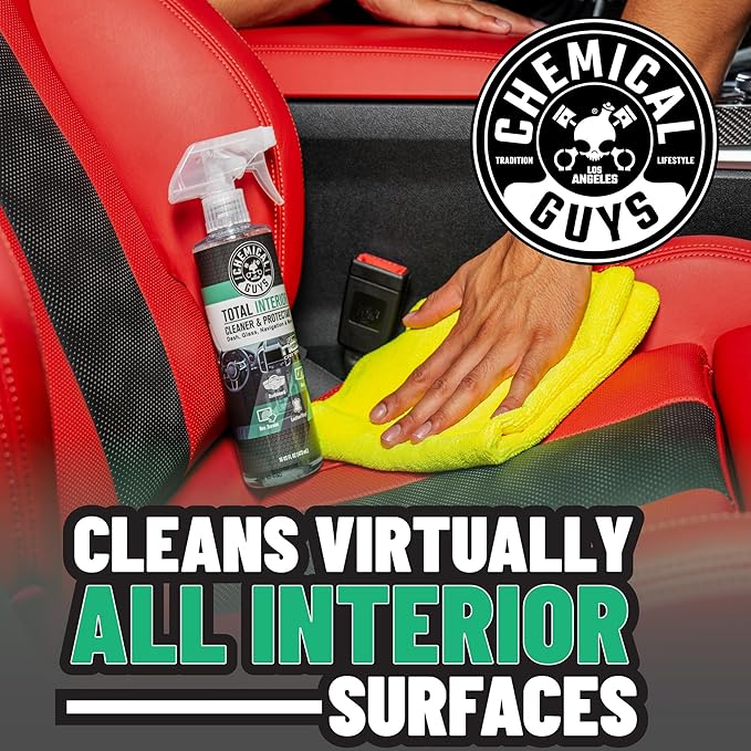 Chemical Guys Total Interior Cleaner & Protectant - New Car Scent, Car Cleaning Spray, Cleans and Protects Leather, Vinyl, Plastic, Rubber, and Glass, Safe for Trucks, SUVs, Jeeps, RVs & More - 16 oz