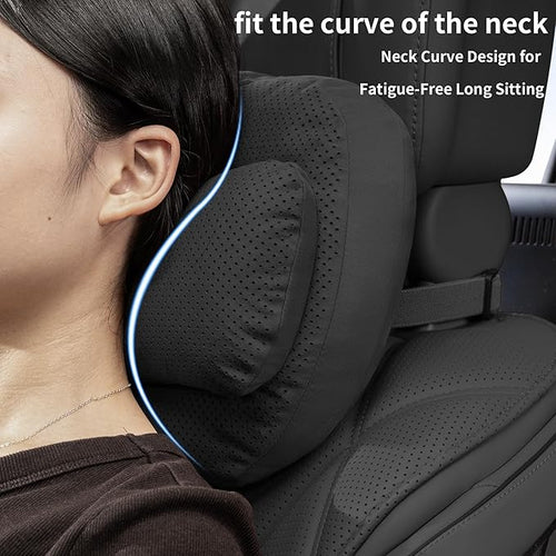 2 Pack Car Headrest Pillow for Neck Support, Softness Car Headrest Pillow for Driving with Adjustable Strap, Ergonomic Car Neck Support Pillow for Car Truck Sedan Home Office (Black)
