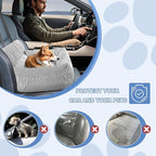 Dog Car Seat for Small Dogs, Pet Booster Seat with Clip-On Safety Leash and Storage Pockets, Washable Travel Dog Car Bed for Puppy （Black）