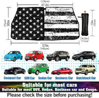 American Flag Car Sunshade Umbrella USA Flag Windshield Sun Shade for Car Retractable Umbrella Sunshades for Front Window Patriotic Sun Shades Cover Visor Portector Block UV Rays