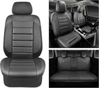 CAR PASS Leather Seat Covers Full Set Universal Water Resistant 3D Foam Back Support, Luxury Comfort Automotive 5 Seat Covers All Season Fit for SUV,Sedan,Van, Airbag Compatible Elegance (Gray)