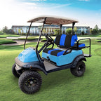 Golf Cart Front with Back Seat Cover Set for Club Car Precedent 4 Passenger Models Bench Seat Covers Kit Breathable Washable Polyester Mesh Cloth Blue