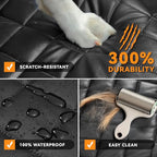 Dog Car Seat Cover for Back Seat, Waterproof Back Seat Covers for Dogs, PU Leather Nonslip Bench Car Seat Protector Universal Fit Most Vehicles,SUVs,Small Trucks（Black,Standard）