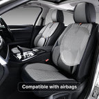 Car Seat Cover Full Set, Universal Car Seat Cover for Cars, Black and Gray, with Lumbar Support, Premium Artificial Leather, Waterproof and Easy to Clean, Airbag Compatible