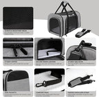 Carriers Soft-Sided Pet Carrier for Medium Large Cats Dogs 15lbs 20lbs,Ventilated Design,Portable Carry Handle,Collapsible Carrier for Kitten Puppy(X-Large,Grey&Black)