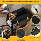 PAWZIDEA Center Console Dog Car Seat, Enclosed Small Dog Armrest Booster Carseat, Secure Straps &Anti Slip, Portable TSA Approved Puppy Pet Carrier Soft-Sided, Removable Pillow Storage Pocket, up 12lb