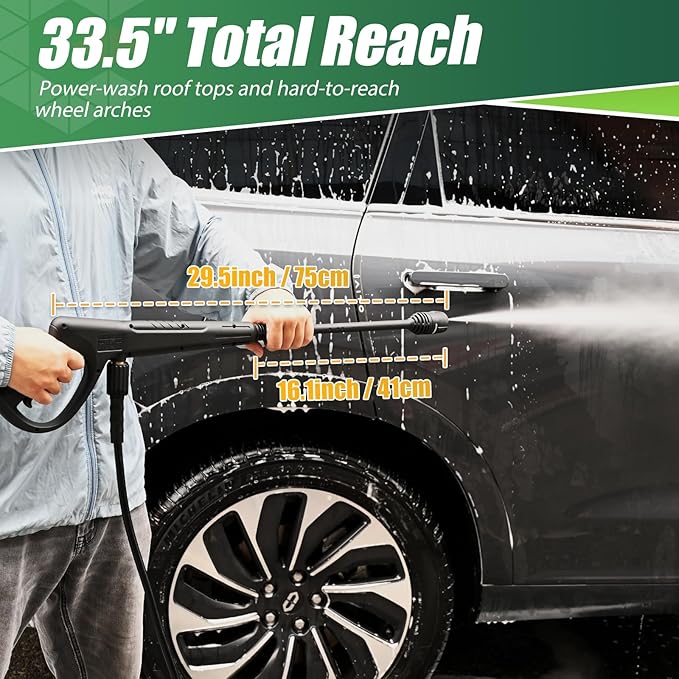Pressure Washer Gun Wand & 3-in-1 Adjustable Nozzle, M22-14mm Fitting Compatible with Ryobi, Powerstroke, Greenworks, Husky, Raptor Blast, Electric Power Washer