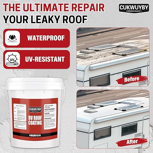 RV Roof Coating, Easy to Apply Solar Reflective, Quick Drying RV Roof Sealant, Trailer and Camper Roof Leak Repair Liquid Waterproof Sealant, 4 Gallon (White)
